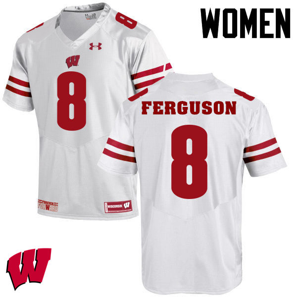 Women Winsconsin Badgers #8 Joe Ferguson College Football Jerseys-White